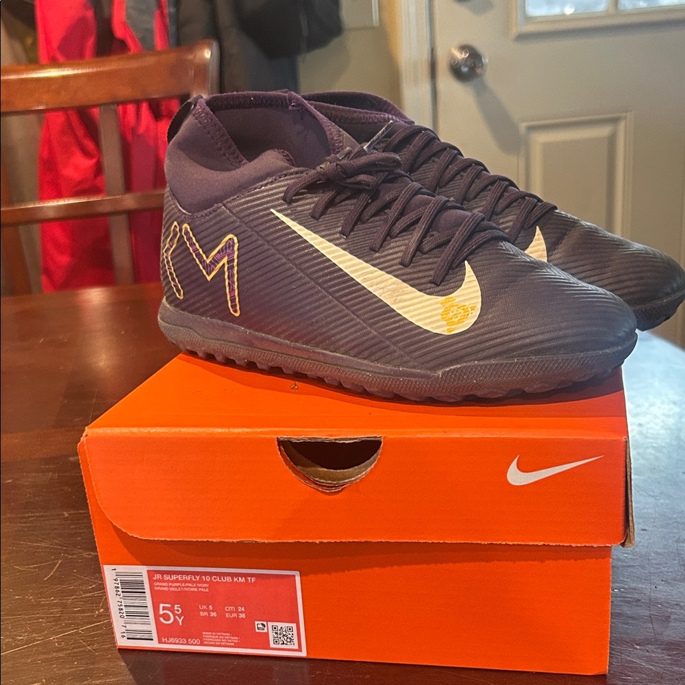 Nike Kylian Mbappe JR Superfly Purple Youth Turf Soccer Shoes